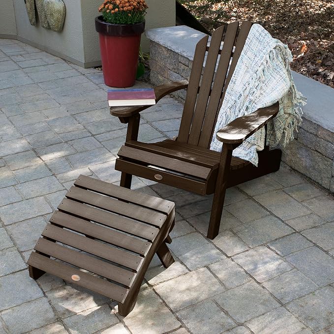 highwood AD-KITCHL1-ACE Hamilton Folding & Reclining Adirondack Chair with Ottoman, Weathered Acorn