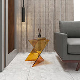 LeisureMod 15.75" Triangular Side Table, Stackable Plastic Accent End Table for Indoor & Outdoor Use - Photo 5