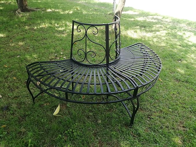 Hi-Line Gift Ltd. Black SEMI-Circle Tree-WRAP Bench
