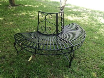 Hi-Line Gift Ltd. Black SEMI-Circle Tree-WRAP Bench