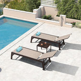 PURPLE LEAF Outdoor Chaise Lounge Chair Set of 2, Patio Pool Textilene Loungers with Adjustable Backrest and Wheels - Photo 3
