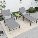 Outdoor Chaise Lounge Chair Adjustable Pool Lounge Chairs with Lumbar Pillow Outside Tanning Chairs for Beach Deck - Photo 5