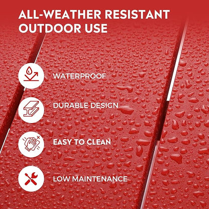 Costaelm Square Outdoor Side Tables, Adirondack Patio Tables for Outside, HDPE Patio End Table Weather Resistant, Balcony Table for Pool, Seaside, Backyard, Porch, Indoor Companion, Red