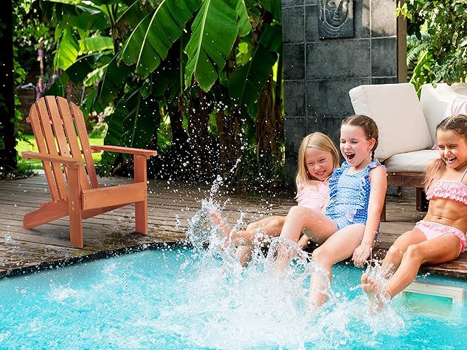 SoliWood Kids Outdoor Wooden Adirondack Chair for Patio Garden Backyard Porch Pool