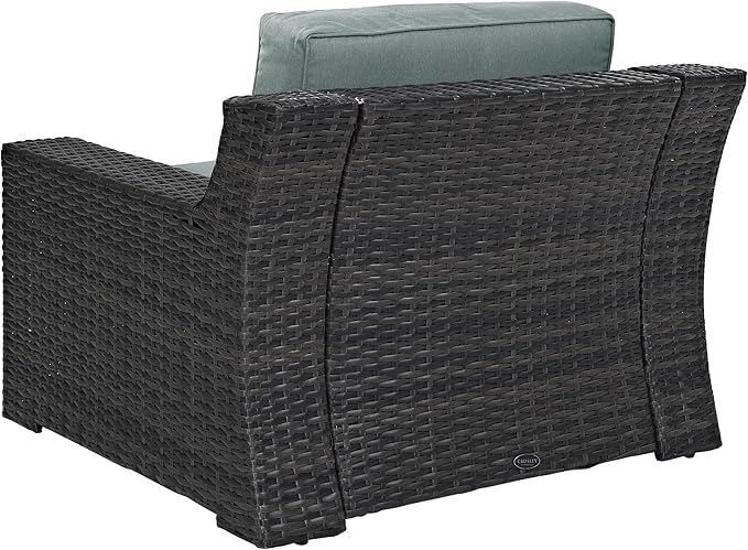 Crosley Furniture Beaufort Beaufort Outdoor Chair, Wicker Patio Chairs for Porch, Deck, Balcony, Backyard, Brown with Mist Cushions