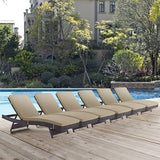 Modway Convene Wicker Rattan Outdoor Patio Chaise Lounge Chairs in Espresso Mocha - Set of 6 - Photo 2