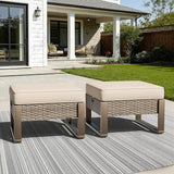 Patio Metal Wicker Ottoman Set of 2 - Photo 7