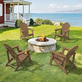 LUE BONA Wood-Grain HDPE Adirondack Chairs Set of 4 - Weather Resistant Seating with Cup Holder for Patio, Fire Pit - Photo 1