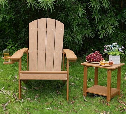 Outdoor Adirondack Chair, Weather-Resistant HIPS Patio Lounge Chair, 1Pcs Fixed Seating for Porch, Garden, Deck, Backyard