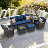 6 Pieces Patio Conversation Furniture Set - 1 Sofa, 2 Swivel Chairs, 2 Ottomans, 1 Side Table - Photo 1