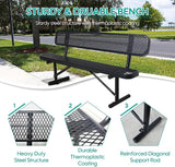 4/6/8 Feet Park Bench for Outside Heavy Duty Metal, Garden Benches Outdoor Bench with Backrest & Portable Frame - Photo 4