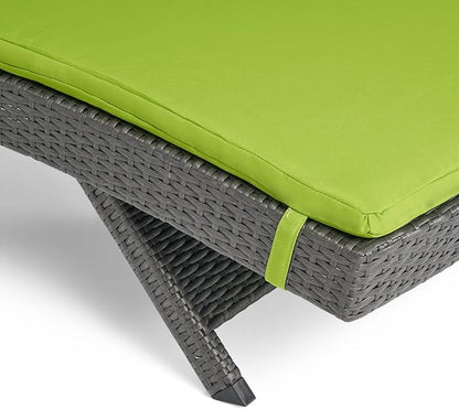 Christopher Knight Home Salem Outdoor Wicker Adjustable Chaise Lounges with Cushions, 2-Pcs Set, Multibrown / Bright Green