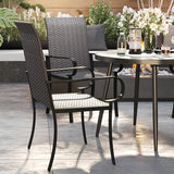 Outsunny Set of 2 Outdoor Wicker Dining Chairs, All-Weather Rattan Armchairs with Armrests, Steel Frame - Photo 9