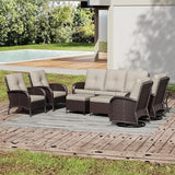 Joyside Wicker Patio Furniture Set, 8 Piece Outdoor Furniture Set with Thickened Cushions, High Back, Deep Seating - Photo 7