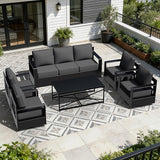 Outdoor Aluminum Furniture Set, 5-Piece Patio Conversation Set, 4 Swivel Chairs, 1 Sofa and 1 Table - Photo 1