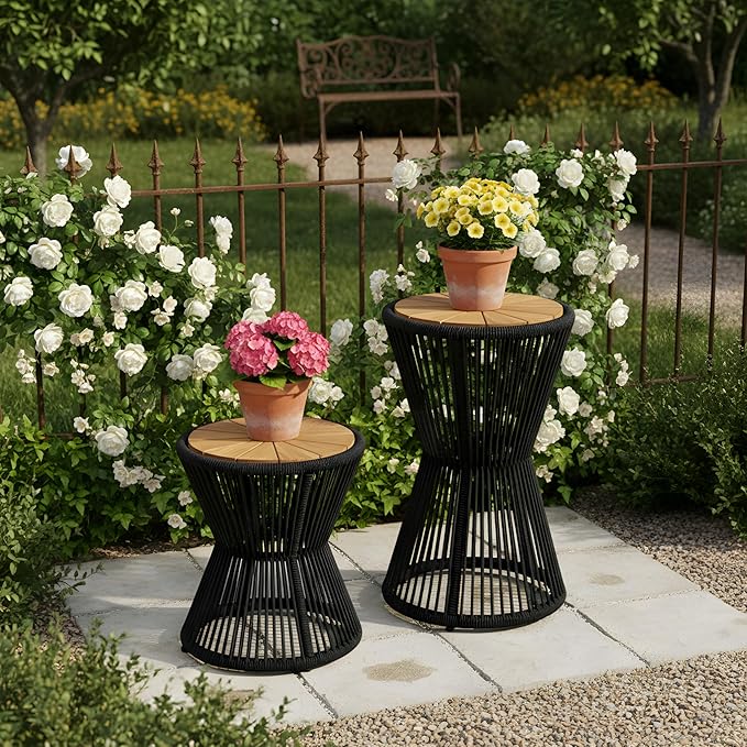 Merax Bohemian Round Outdoor Side Table Set of 2 - Photo 4