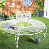Safavieh PAT5019B Outdoor Collection Ally Darling Antique White Wrought Iron 60-inch Round Tree Bench - Photo 2