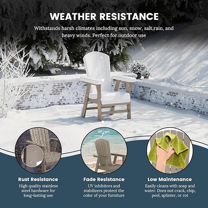 WO WESTIN OUTDOOR HDPE Altura Adirondack Dining Chair,Weathered Wood