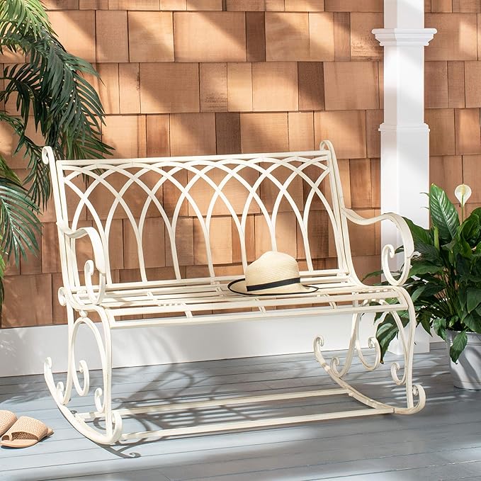 Safavieh PAT5021A Outdoor Collection Ressi Pearl White Rock Bench