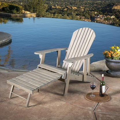 Christopher Knight Home Hayle Reclining Wood Adirondack Chair with Footrest, Grey