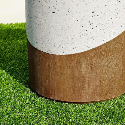 Giltzhome 17.25" H Decorative Garden Stool Set of 2, Faux Terrazzo End Table Planter Stand Accent Table for Garden Patio Lawn Home Indoor Outdoor,White