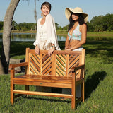 EcoDecors Eleganto 41 inch Outdoor Bench Teak Wood Garden Bench for Patio with Armrests and Backrest for Indoor Use and - Photo 5