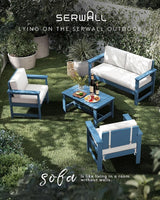 SERWALL 6 Pieces HDPE Outdoor Sofa Set with Cushions - Photo 7