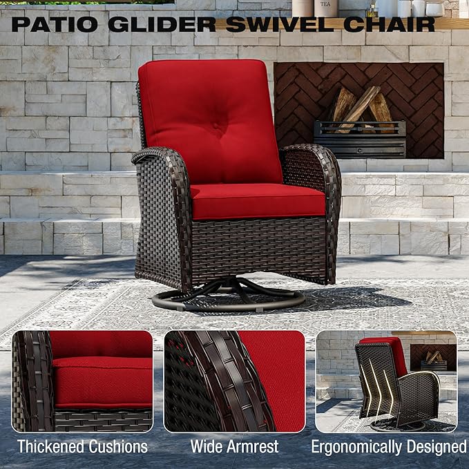 Joyside Wicker Patio Furniture Set, 10 Piece Outdoor Furniture Set with Thickened Cushions, High Back, Deep Seating - Photo 4