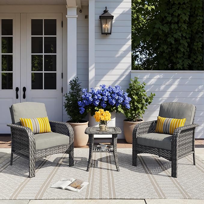 HOOOWOOO Patio Furniture Set, 3 Pieces Outdoor Conversation Set - Photo 1