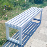 Weatherproof 59in Backless Metal Garden Bench, Durable Cast Iron Patio Seating for Outdoor Spaces - Photo 1
