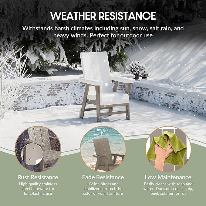 WestinTrends Ashore Outdoor Patio HDPE Plastic Modern Adirondack Dining Chair Weathered Wood