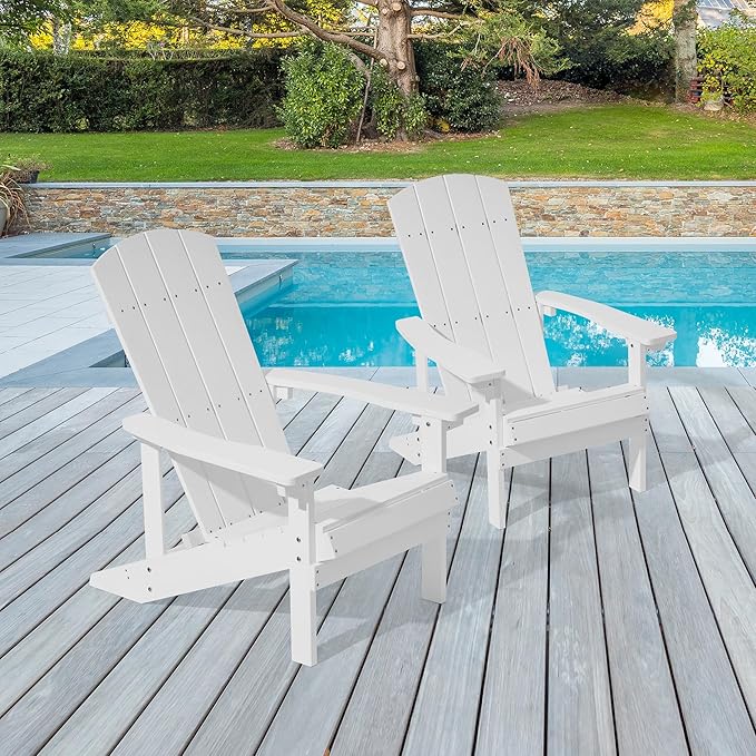 Adirondack Chairs, Plastic Adirondack Chairs Set of 2, All-Weather Resistant, Widely Used in Outdoor, Fire Pit, Deck, Outside, Garden