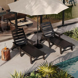 HDPE 5-Position Outdoor Chaise Lounge Chair with Cup Holder and Wheels Set of 2, Resin Pool Lounge Chair for Outside - Photo 1