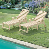 LUE BONA Lounge Chair Outdoor Set of 2, HDPS Chaise Lounge Outdoor with Wheel - Photo 1