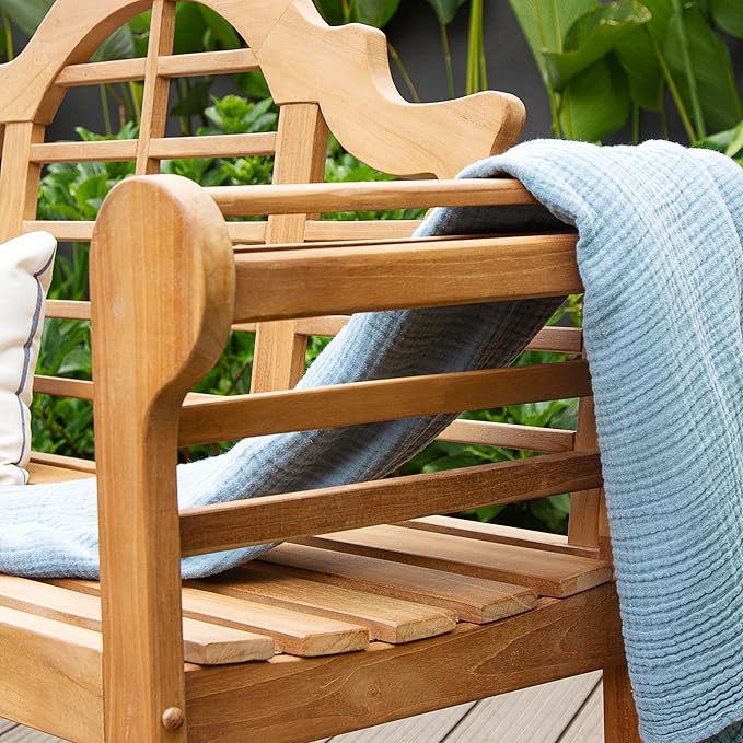Cambridge Casual Lutyens Teak Wood Garden Bench 5-Foot – Wooden Outdoor Bench for Patio, Porch, Lawn, Backyard – Weather-Resistant Seating for Entryway or Deck