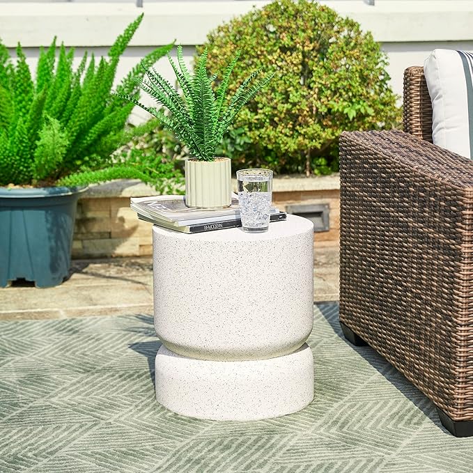 Giltzhome Antique Decorative Garden Stool, 17.25" H Heavy Duty Faux Terrazzo Accent Table, Side Table - Photo 1