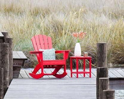 POLYWOOD Palm Coast Adirondack Rocking Chair - White HDPE All-Weather Outdoor Rocker - Classic Porch & Patio Furniture - Comfortable Wide Armrests & High Back Design