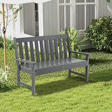 Giantex Outdoor Bench, 52-Inch Outside Bench All-Weather HDPE Park Bench with Backrest and Armrests - Photo 2