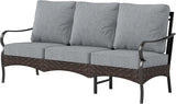 PHI VILLA Wicker & Metal Outdoor Patio Couch, 3-Seat Patio Sofa with Deep Seating for Front Porch, Deck, Balcony - Photo 8