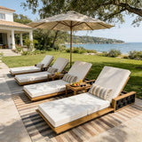 Merax Patio Chaise Lounge Set of 4, Acacia Wood Outdoor Reclining Chairs with 4-Position Adjustable Backrest - Photo 3