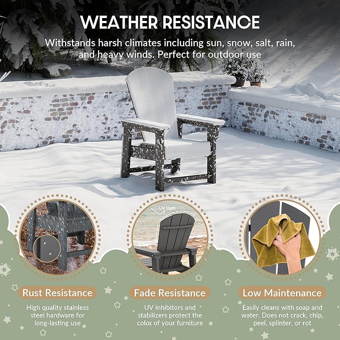 WestinTrends Malibu Kids Outdoor HDPE Adirondack Plastic Patio Chair, Gray