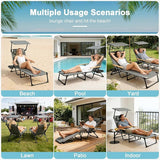 Outdoor Chaise Lounge Chair with 4-Position Adjustable Backrest, Patio Folding Sun Tanning Chair, Pillow & Cup Holder - Photo 8