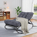 GarveeLife 2 PCS Indoor/Outdoor Rocking Papasan Chairs, Patio Rocking Chairs with Comfy Cushions, Sturdy Metal Frame - Photo 9