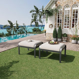 HOMREST Metal Outdoor Ottoman, 2-Piece Aluminum Footstool w/Removable Cushion - Photo 2