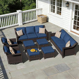 8 Pieces Patio Conversation Furniture Set - 2 Sofas, 4 Ottomans, 2 Swivel Chairs, 1 Side Table - Photo 7