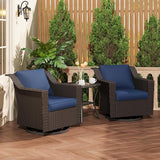 3 Pieces Patio Conversation Furniture Set - 2 Swivel Chairs, 1 Side Table - Photo 1