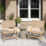 GDFStudio Acacia Wood Outdoor Lounge Chairs Set of 2, Weather-Resistant Natural PE Wicker - Photo 3