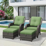 4 Piece Outdoor Wicker Patio Furniture Set, Patio Chairs Set with Thickened Olefin Cushions, High Back and Deep Seating - Photo 1