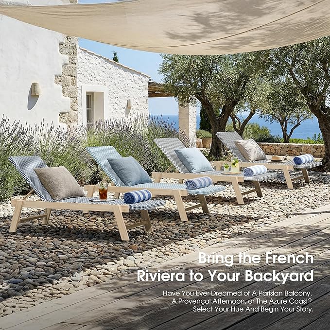 PURPLE LEAF Extra Large Patio Chaise Lounge 2 Pieces French Outdoor Wicker Lounger Matte White Aluminum Frame 771LBS Capacity PE Rattan Adjustable Backrest for Pool Garden Beach Backyard White