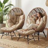 NICESOUL® 2 Person Wicker Stationary Egg Chair Indoor Outdoor - Photo 3